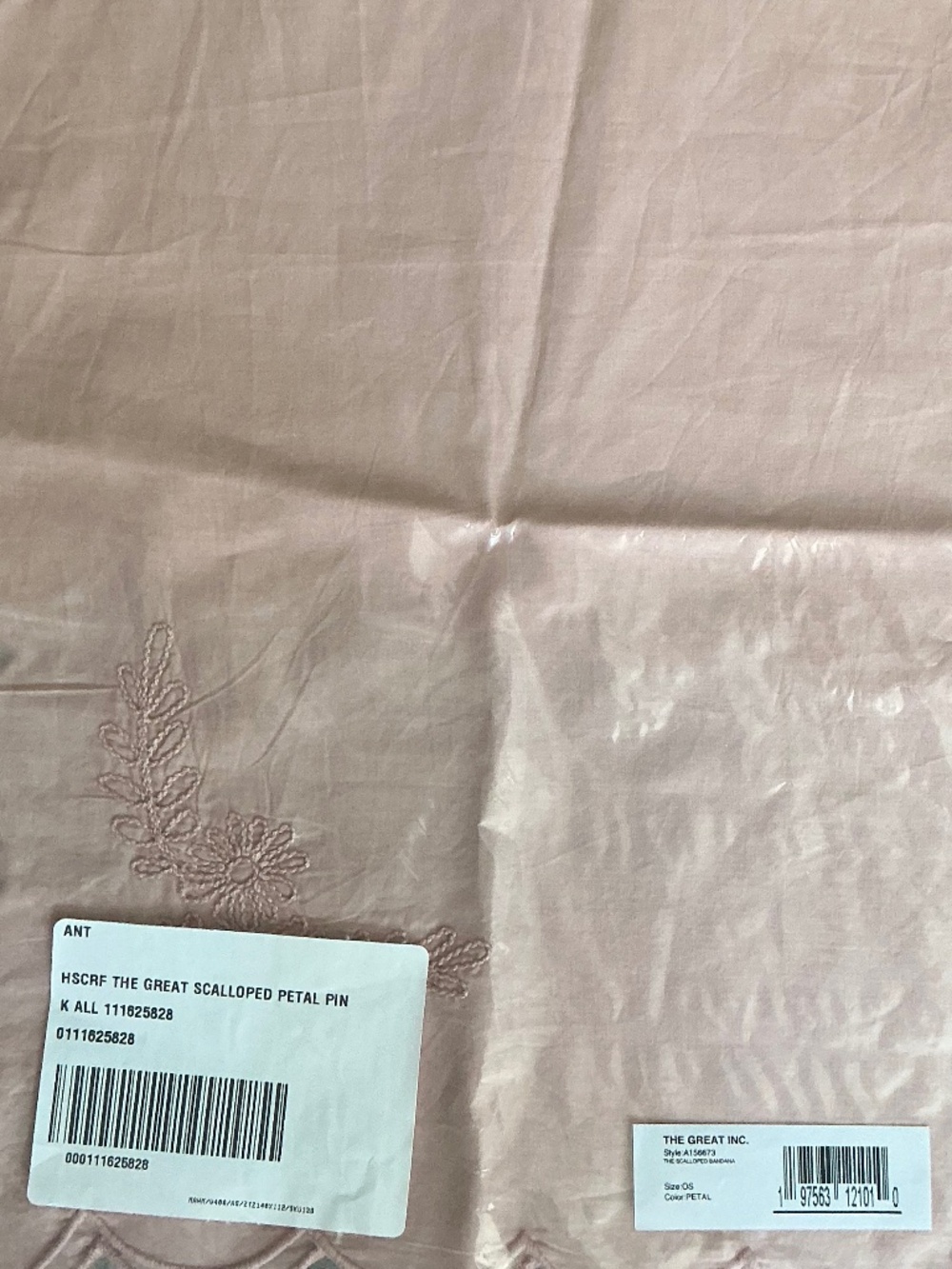 Anthropologie THE GREAT Pink Scalloped Cotton Bandana NWT - Picture 4 of 6